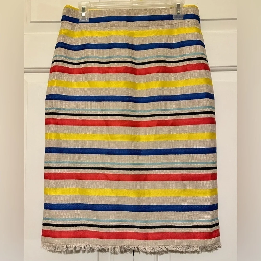 J.CREW jacquard colorful stripped pencil skirt